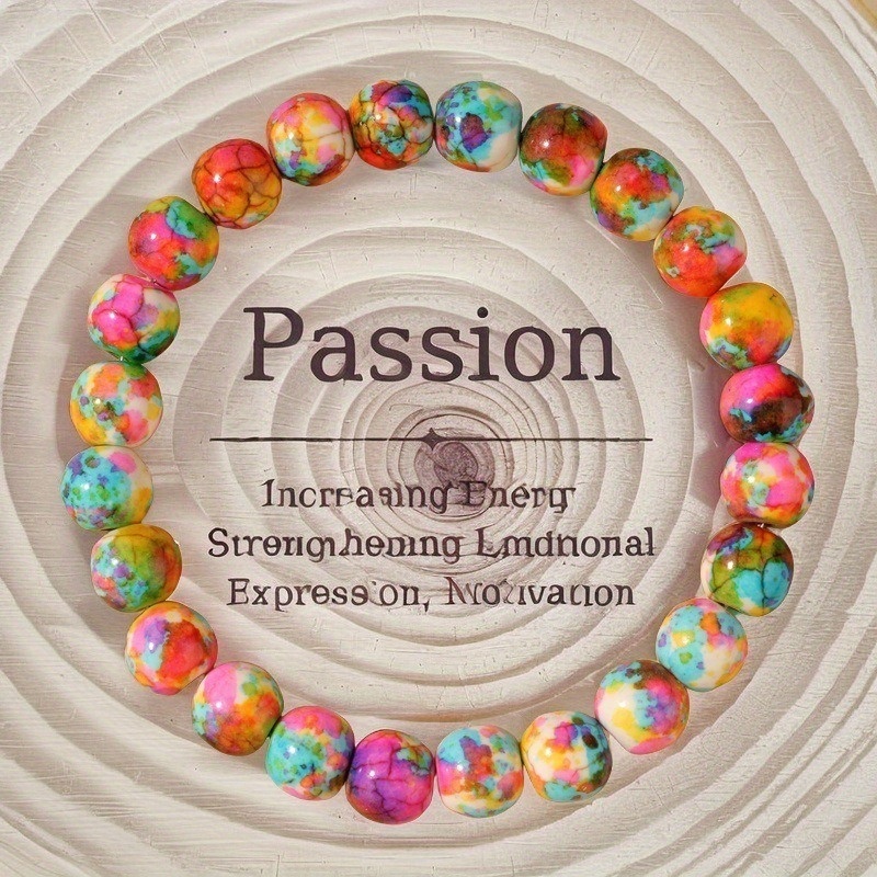 TEMU Casual Unisex Stone Bracelet - Multicolor Beaded Wristband For Graduation, Thanksgiving, Christmas - Lightweight Natural Stone Jewelry For & Gifting, Stone Bracelet