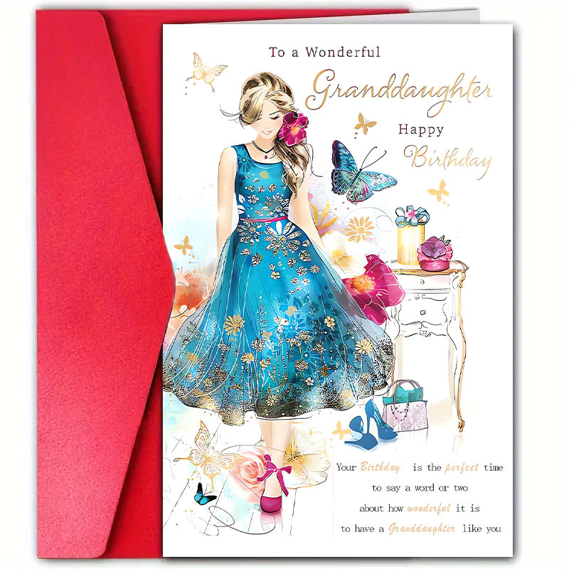 

1pc Granddaughter Greeting Envelope - 12cm X 18cm, , Universal Occasion, For Granddaughter