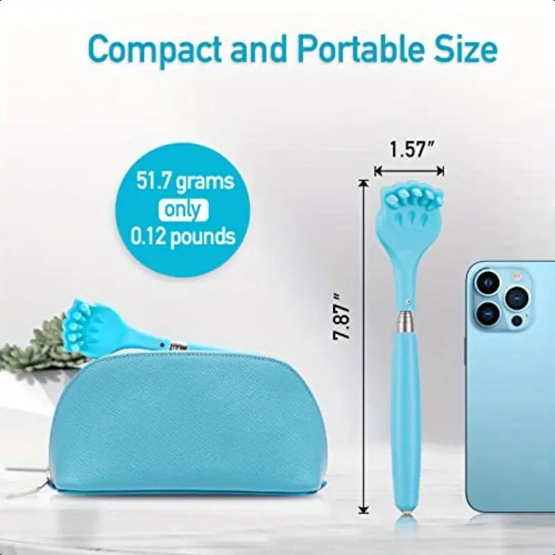 portable extendable telescopic scratcher with cat claw design 7 87 21 inch collapsible soft rubber manual massager for back scalp feet travel friendly ergonomic tool extendable back scratcher scalp massaging tool aesthetic sturdy handle grooming accessory sleek style durable construction Product details 4