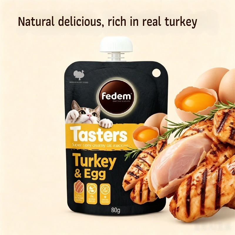 80g butter flavored turkey and egg yolk wet grain bag 90 moisture genuine high quality turkey protein resealable lid   beneficial for   portable   suitable for cats and dogs   by picky   Product details 4