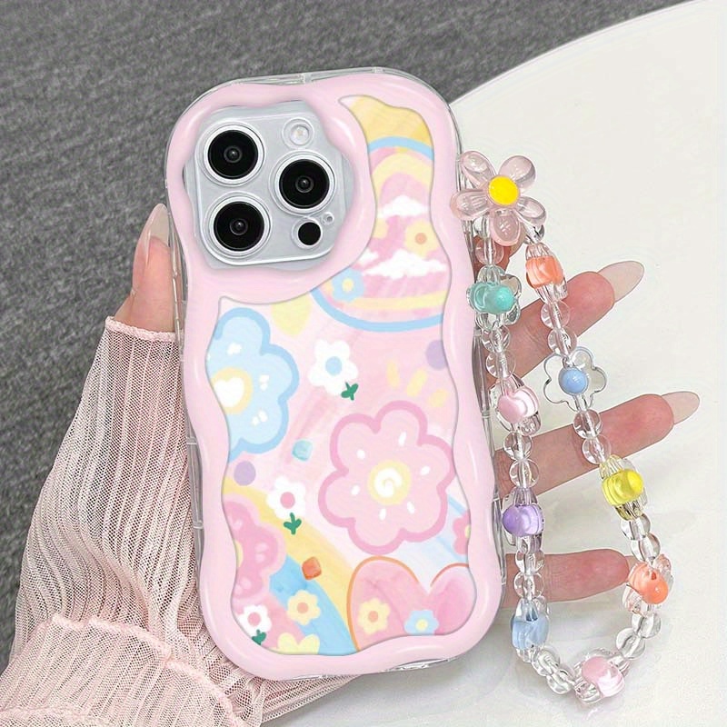 TEMU Phone Case: Stylish Shockproof Phone Cases With , Adorable Anime Flower Print Patterns, And Hanging Chains Are For 11, 12, 13, 14, 15, 16 Pro