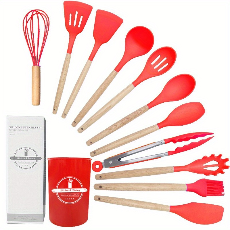 12pcs silicone kitchen utensil set non stick food grade cooking tools with spatulas soup spoon for home and restaurant use details 8