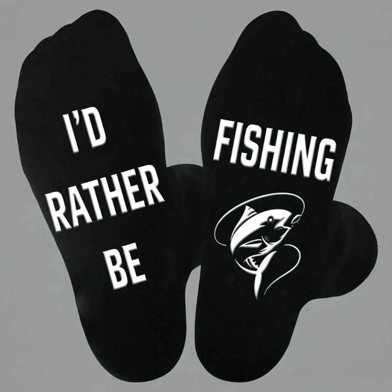 TEMU 1 Paire de Chaussettes Antidérapantes de Pêche Amusantes pour Hommes " Fishing", Chaussettes pour Hommes et Femmes, Cadeau de Pêche, Cadeau