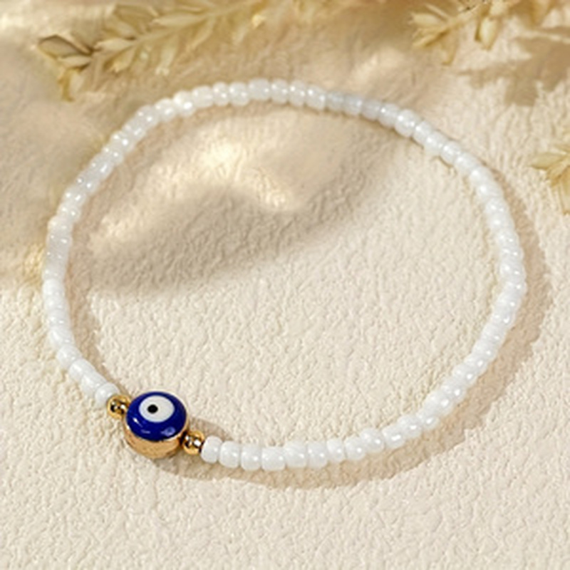 TEMU Pulsera elástica creativa de cuentas con y abalorios de semilla de ojo azul