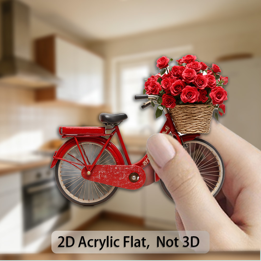 TEMU 1pc Dutch Bicycle Magnet With Pattern - Retro Fridge Magnet, Ideal For , Mother's Day Gift, Valentine's Day Decor, Acrylic And Rubber Material,