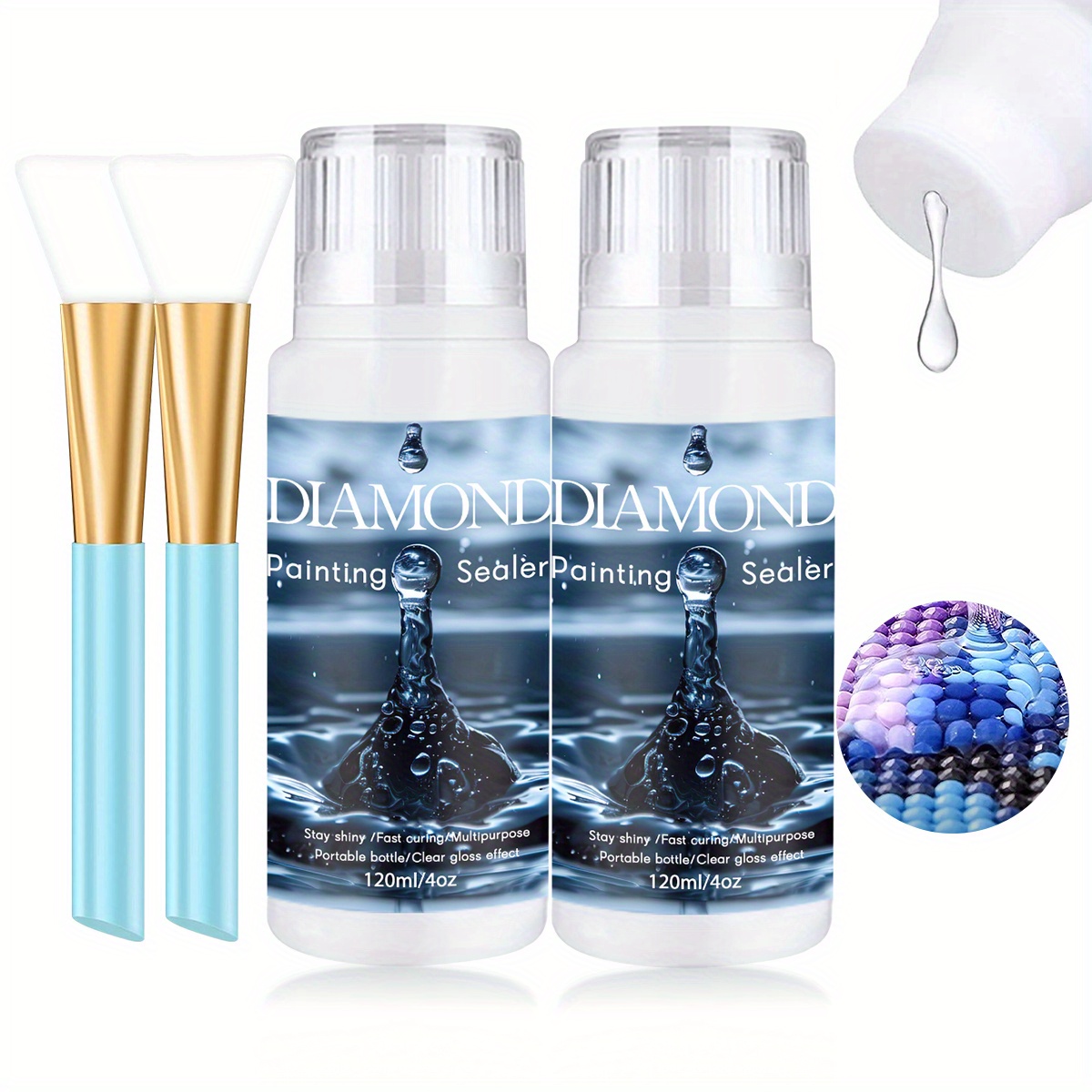 TEMU Diamond Painting Sealant 240/ 360/ 480ml With Sponge Head, High-gloss 5d Diamond Painting Accessory Glue For Diamond Painting And Puzzles,