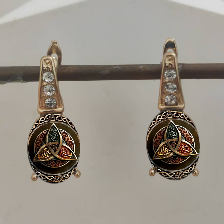 TEMU 2pcs Celtic Knot Earrings Earrings Pagan Earrings Spiritual Earrings Oval Earrings Pattern Earrings Jewelry Accessories Unique Jewelry Christmas
