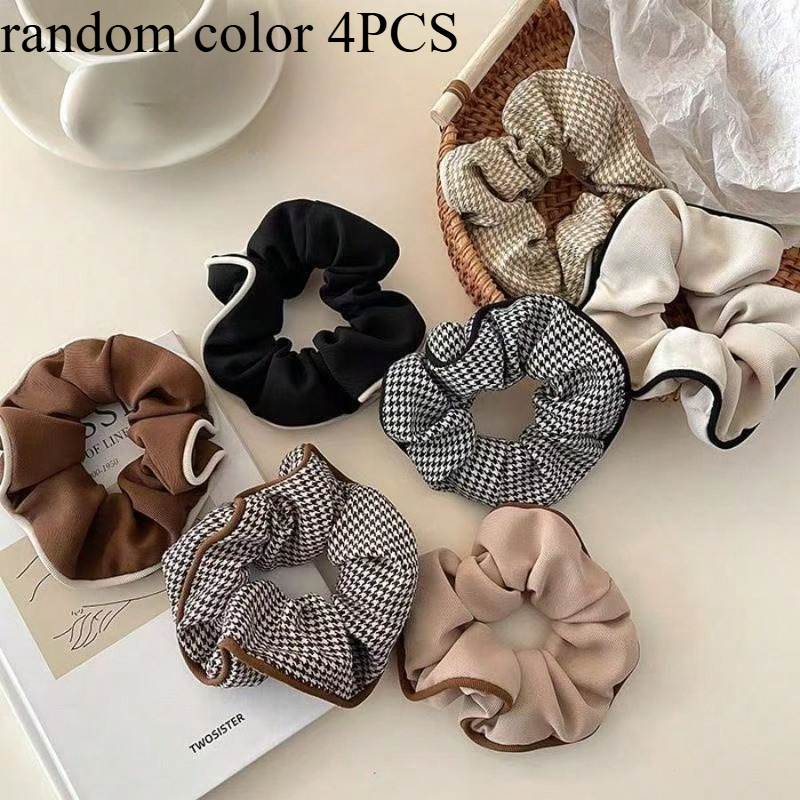 TEMU Random 4pcs Large Hair Ties, Hair Ropes, Hair Bands, Hair Additions, Dark Retro Fabric Hair Ties