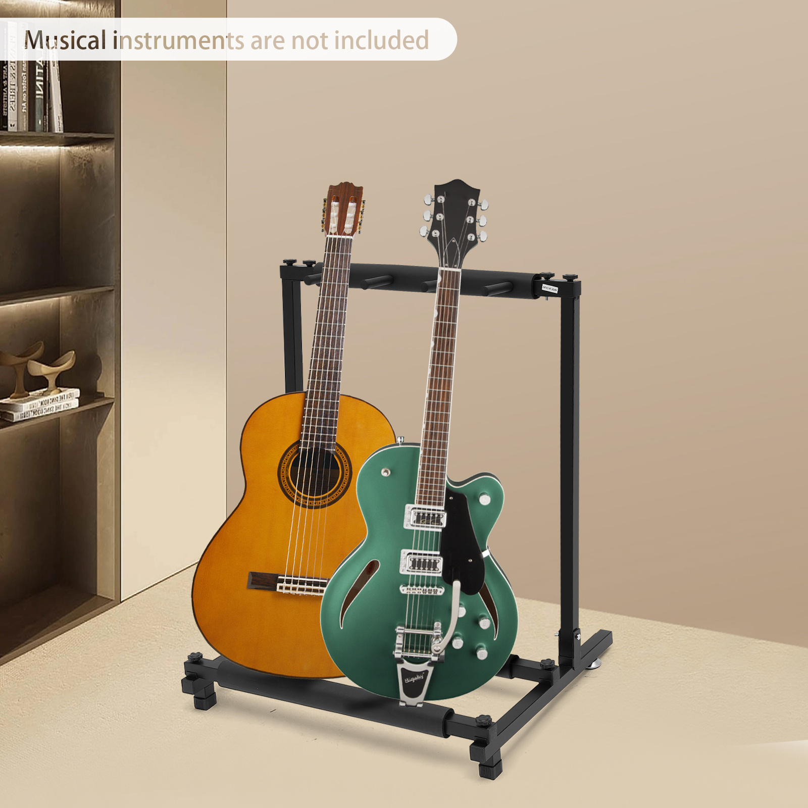 TEMU Soporte Plegable para Guitarras y Bajos, Capacidad para 5 Instrumentos, Ajustable y Resistente, Ideal para Guitarras Eléctricas, Acústicas y