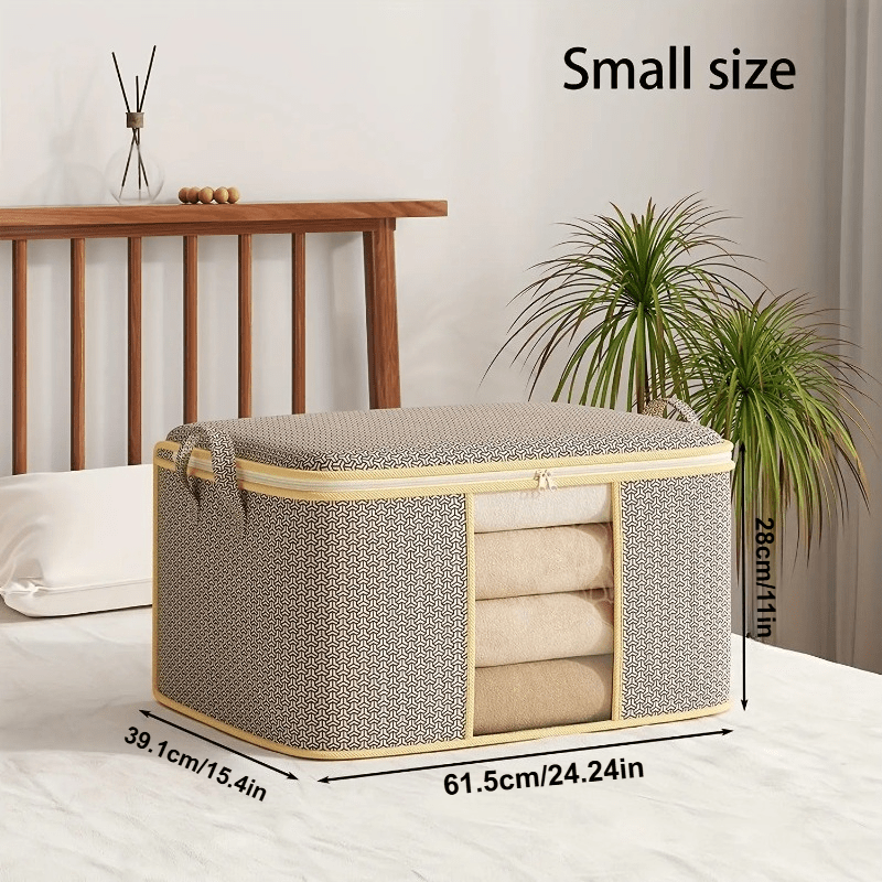 TEMU 3pcs Large Foldable Fabric Storage Box With Clear Window, Zipper Closure And Handles, Extra Large Clothes Organizer For Blankets, Bedding,