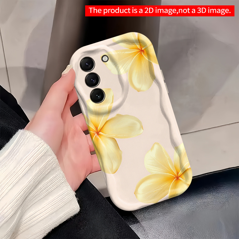 Etui za telefon - 2D, svetlo rumena osnova, cvetlični motiv jajc, celotni tisk, svež zdravilni stil, celotna zaščita, primeren za Galaxy A73 A72