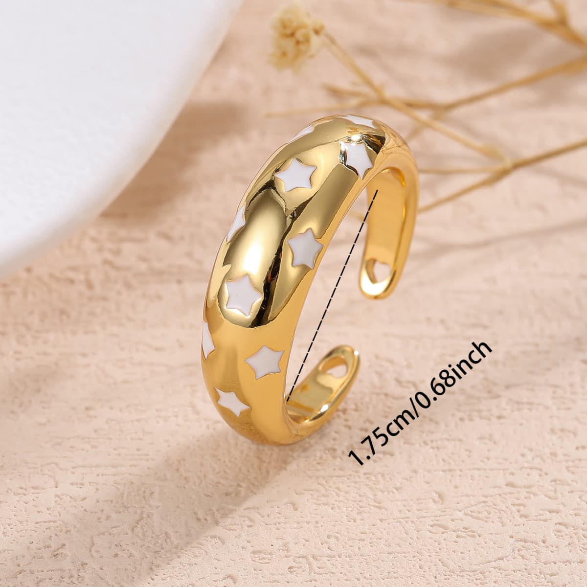 Adjustable Open Copper Ring with Aesthetic Five-Pointed Star Accent