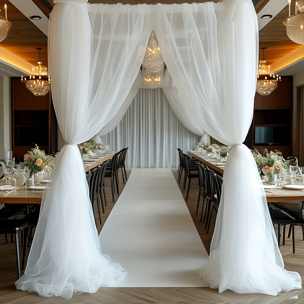 1pc White Chiffon Wedding Arch Curtain - Polyester Fabric For Engagements, Weddings, Valentine's Day & More - For Outdoor Celebrations, Bridal Showers, Parties & Reception Decor