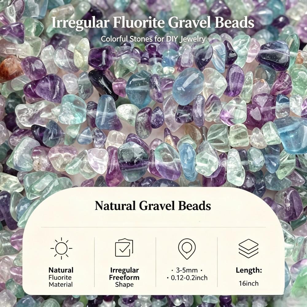 TEMU Ghiaia di Fluorite Naturale Irregolare, Perline Decorative da 3-5mm, Adatta per Braccialetti Fai da Te, Collane, Orecchini, Ornamenti, Accessori