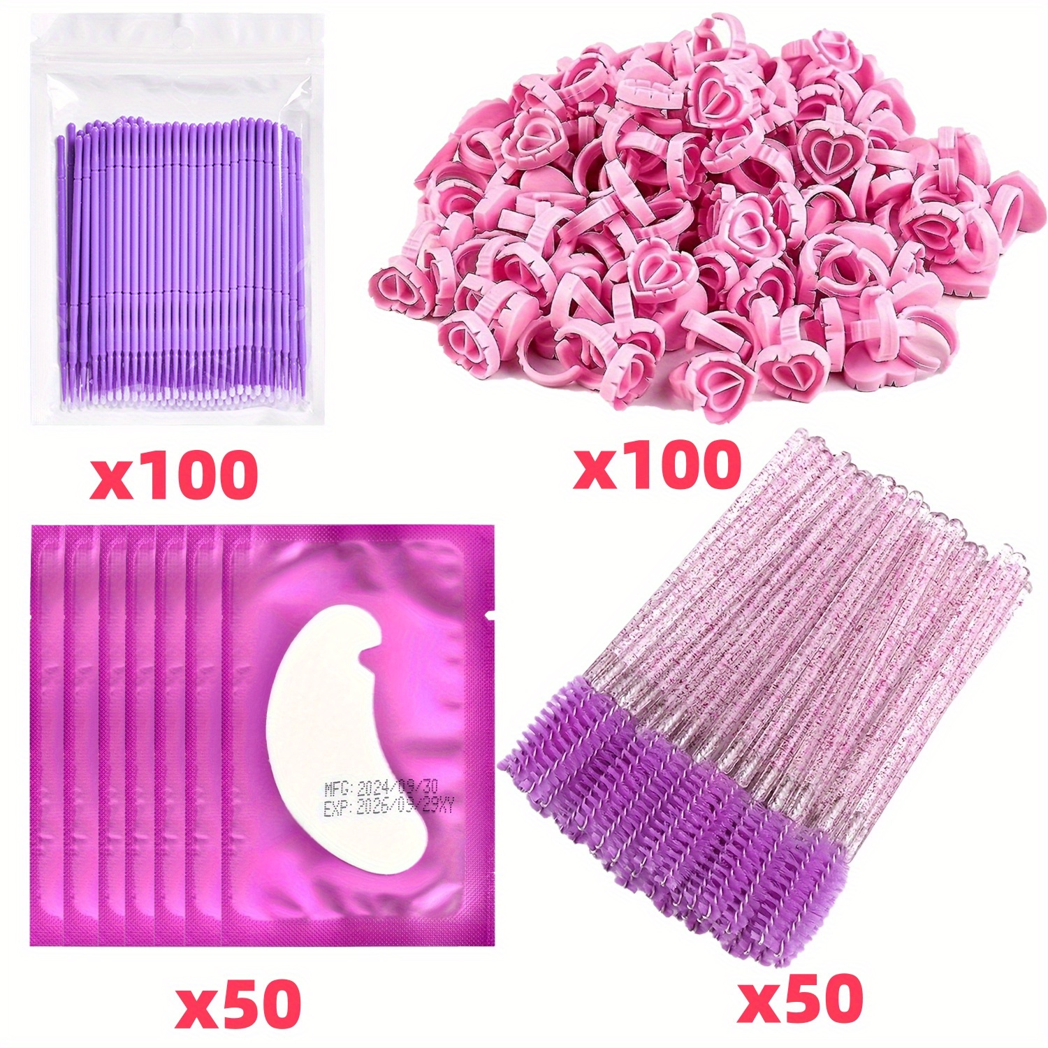 Image of 300pcs Premium Eyelash Extension Kit | Salon-quality Lash Tools With Brushes, Lashes, Eye Pads & Glue Rings | Alcohol & Formaldehyde-free, Manual Application Set For Home &