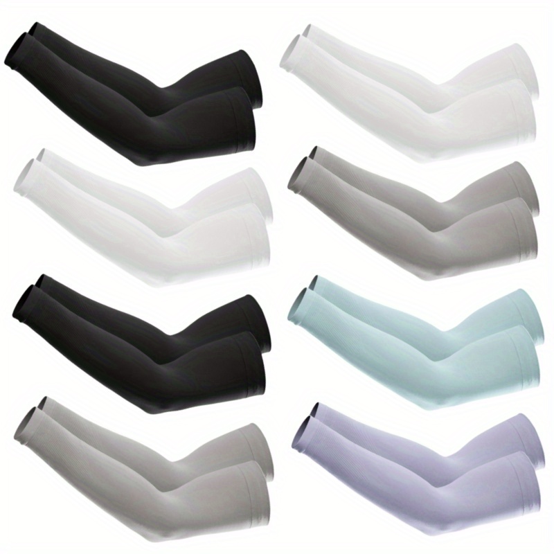 Image of 8 Pairs Cooling Sleeves, Men Women Sports Arm Sleeves, For Driving, Golfing, Fishing, Cycling, Hiking, Tattoo Cover Up Compression Sleeves