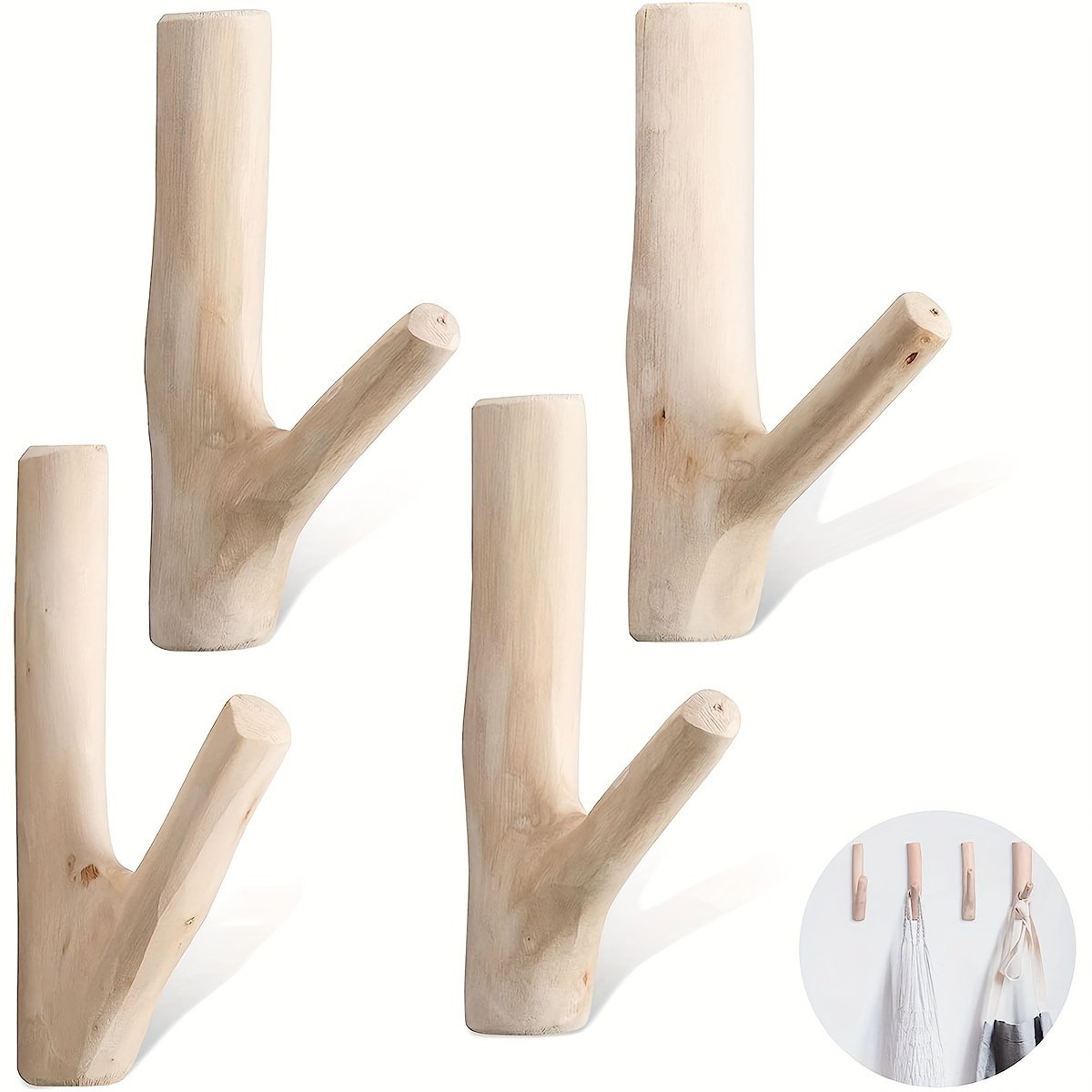 

1pc/2pcs New Wooden , Wooden , - , For Key And , No-hole Installation For Bedroom Decoration, Decoration