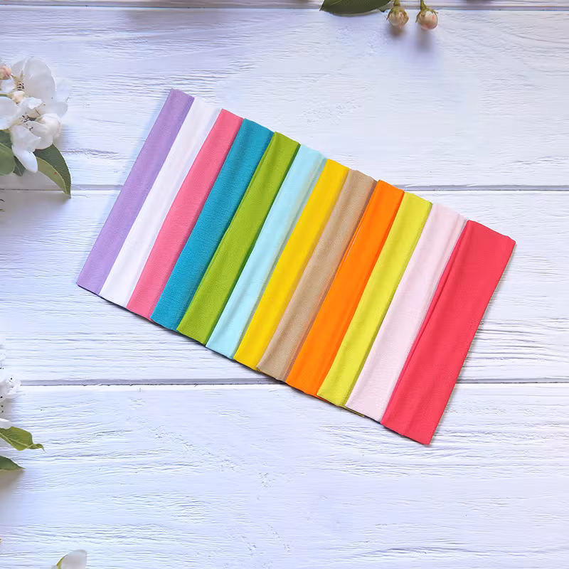 Set 10 Womens Elastic Headbands Made Polyester Knit Non Slip