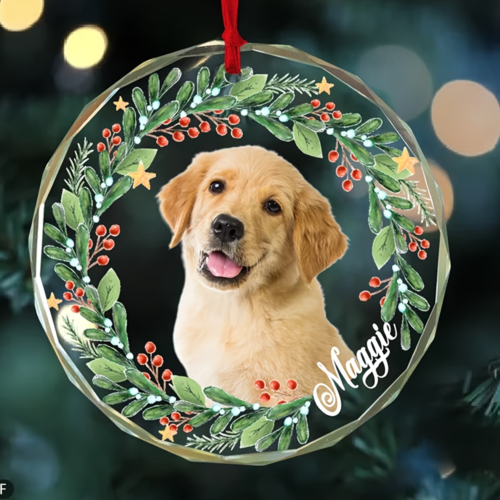 TEMU Custom Christmas Crystal Acrylic Pendant, Custom Photo Christmas Pendant, Personalized Pet Commemorative Souvenir, Holiday Decor, Festive Home