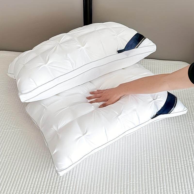 Set of 2 Luxurious Five-Star Hotel Quality Pillows - Designed for Deep Sleep with Neck Support, Featuring High-Density, Non-Flattening Covers Suitable for All Seasons, Made with White Satin And Filled with 100% Polyester