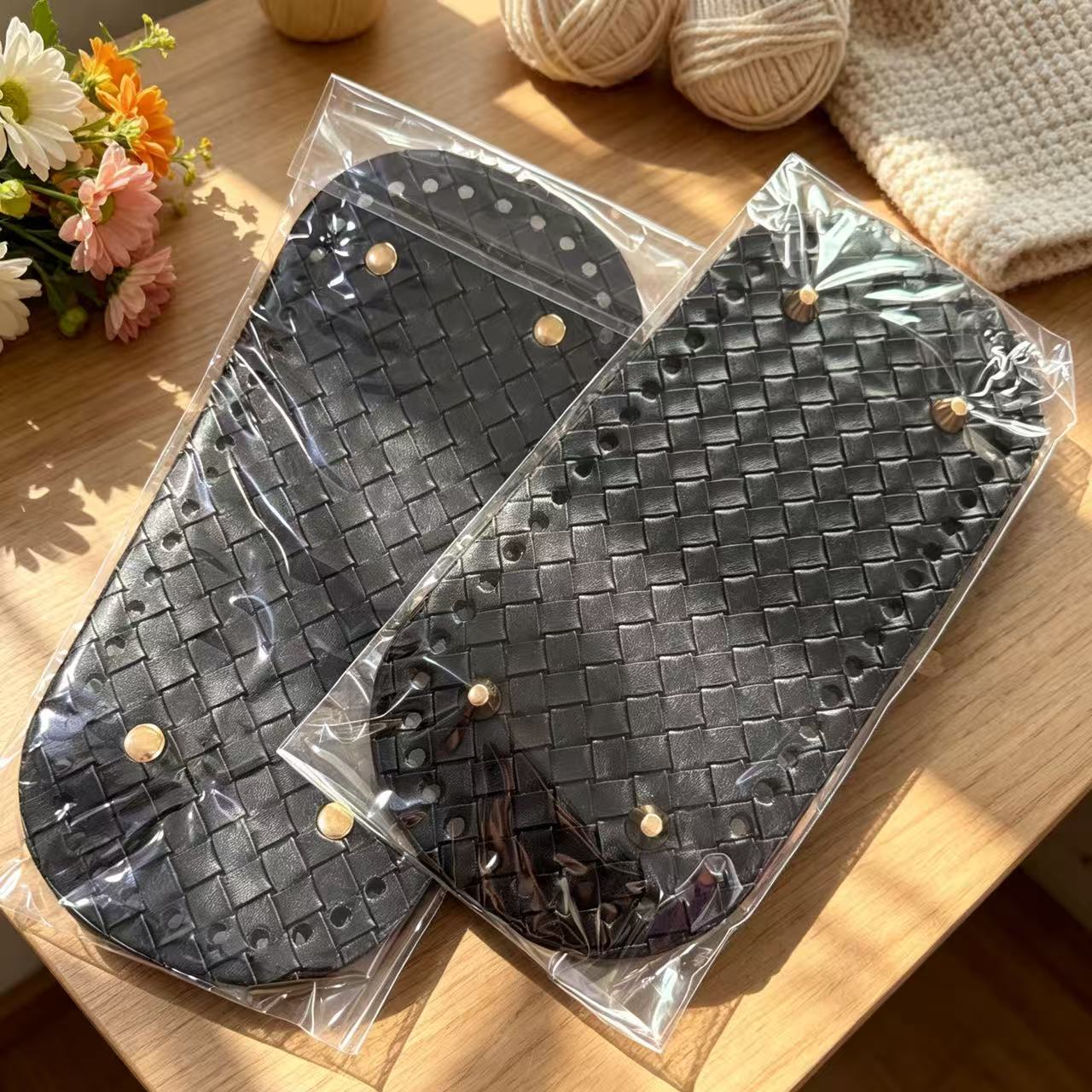 TEMU Ensemble de 2 pièces 22 X 10 Nouveau Design Tricoté à Carreaux Base PU, Idéales pour les Sacs Main, avec Stock, Parfaites pour Modeler des Sacs
