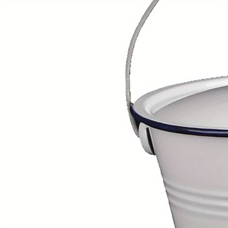 3l thickened enamel bucket with lid durable metal food grade ideal for oil   and chemical storage   kitchen and bathroom use kitchen storage solution sleek white bucket durable metal bucket Product details 5