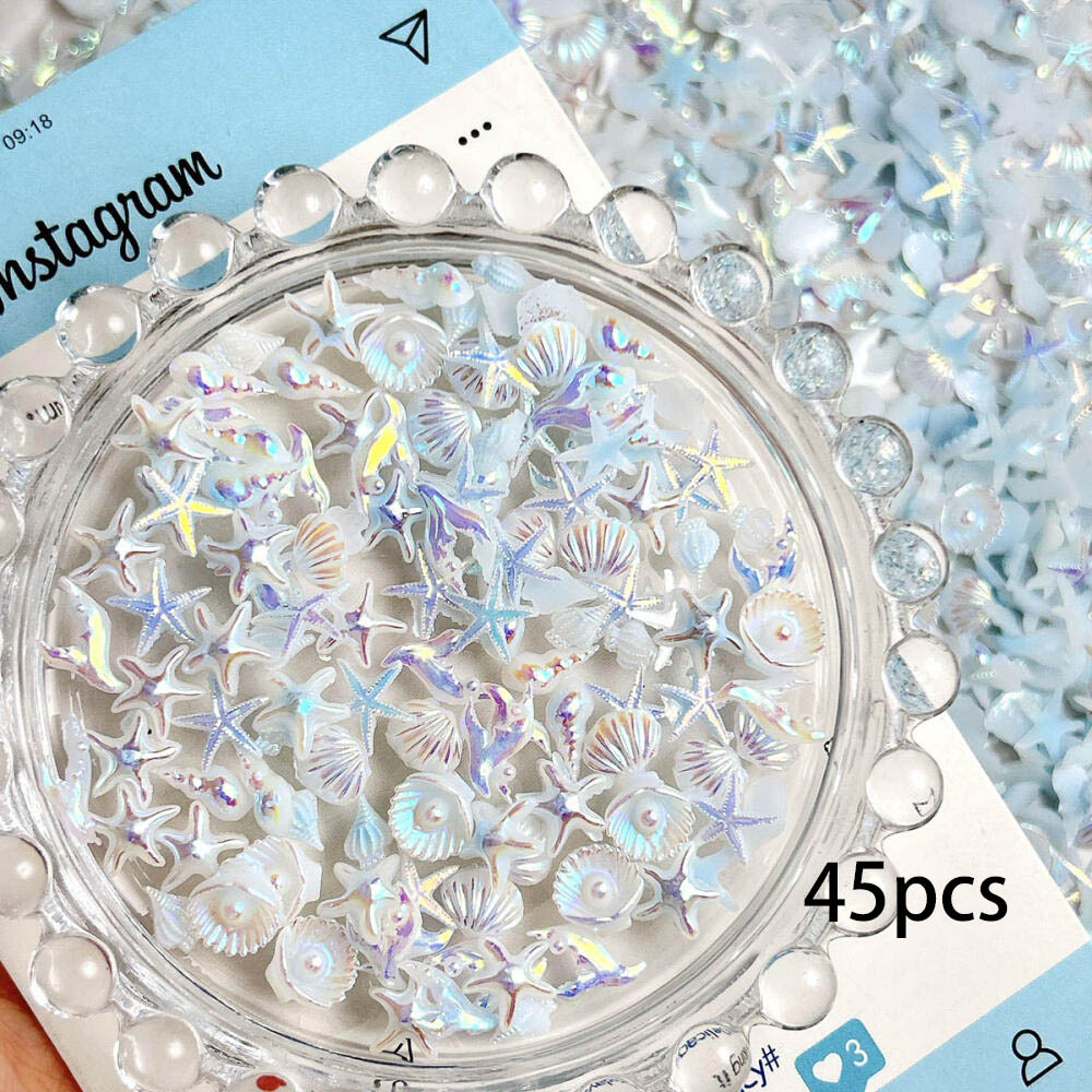 TEMU 45 Series Nail Art Additions Shells Starfish Wearable Nails Phone Case Decorative Materials (styles Random)
