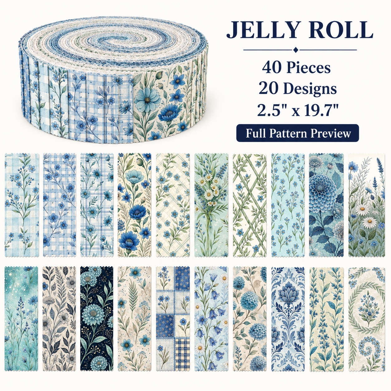 TEMU [ ] 40 pièces de tissu Jelly Roll 2.5" X 19.7" (6.35Cm X 50Cm) 100% Polyester Imprimé Floral/Écarlate/Plante, Idéal pour le quilting, les de