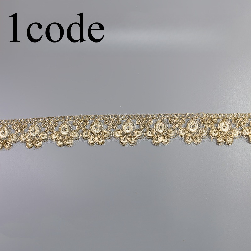TEMU 2 Meters/78 Inches Floral Lace Trim Satin Ribbon Appliqué Tape, Ethnic Style Sewing Golden