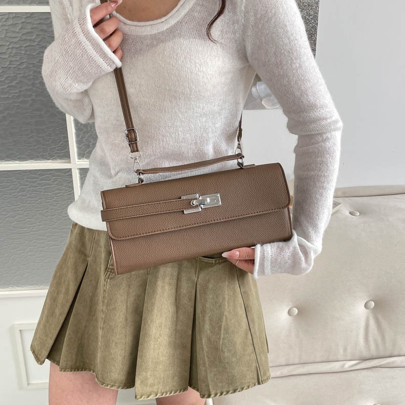 Vintage Rectangular Leather Handbag Shoulder Crossbody Bag Ladies_voghion.com