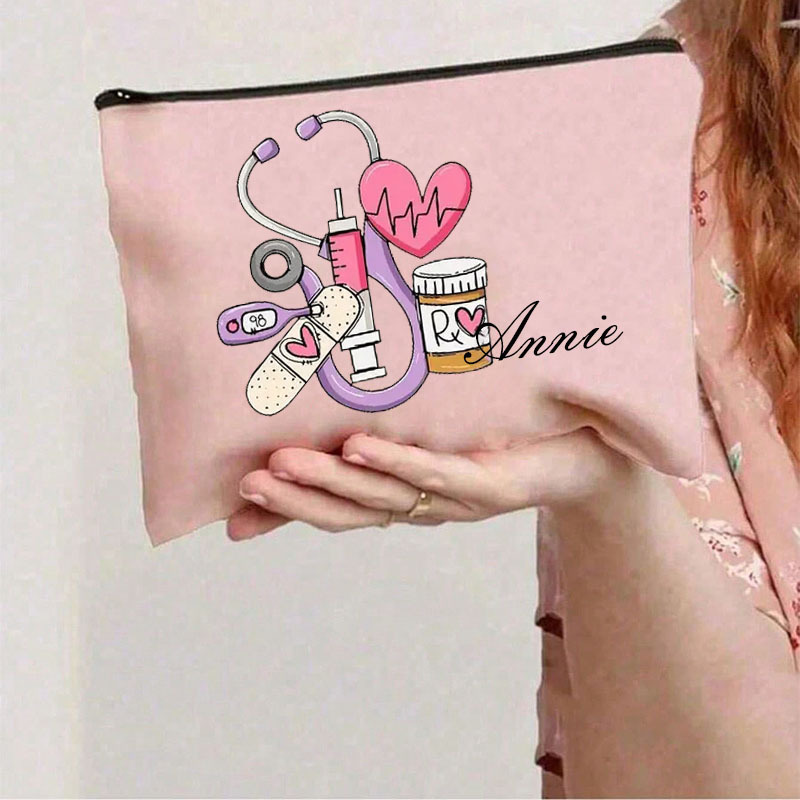 TEMU [Borsa da Donna] 1 Graffiti Personalizzato per Infermiere, Personalizzato, Borsa con Cerniera per Feste, Personalizzato o Vocabolario Festivo,