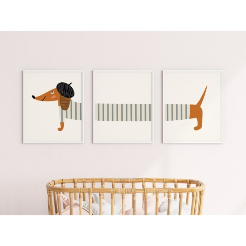TEMU 2D , Juego de 3 Pósters de (Sin ) - de Dachshund, Decoración para Habitación Infantil, de Perros, de , de Pared para Dormitorio Infantil
