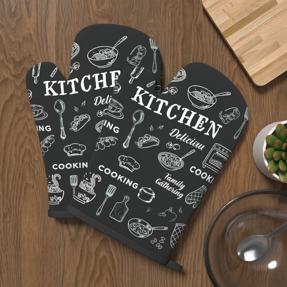 Image of 2pcs 10..7in Oven Mitts Slip Resistant Heat Proof Premium Baking Present Fit For Daily Kitchen Oven Microwave Kitchen Decor Cooking Baking Camping Nc