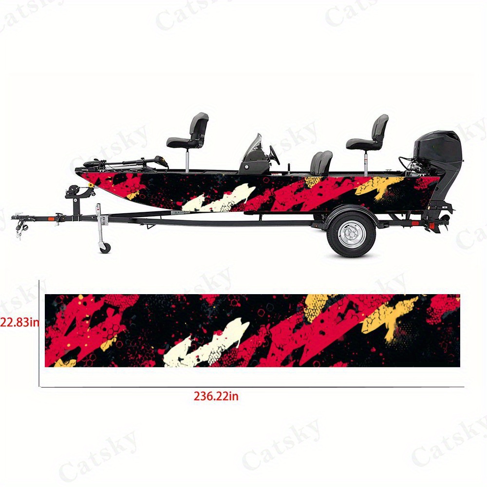 2pcs Waterproof PVC Self-Adhesive Boat Stickers, Glossy Vinyl Deck Decals