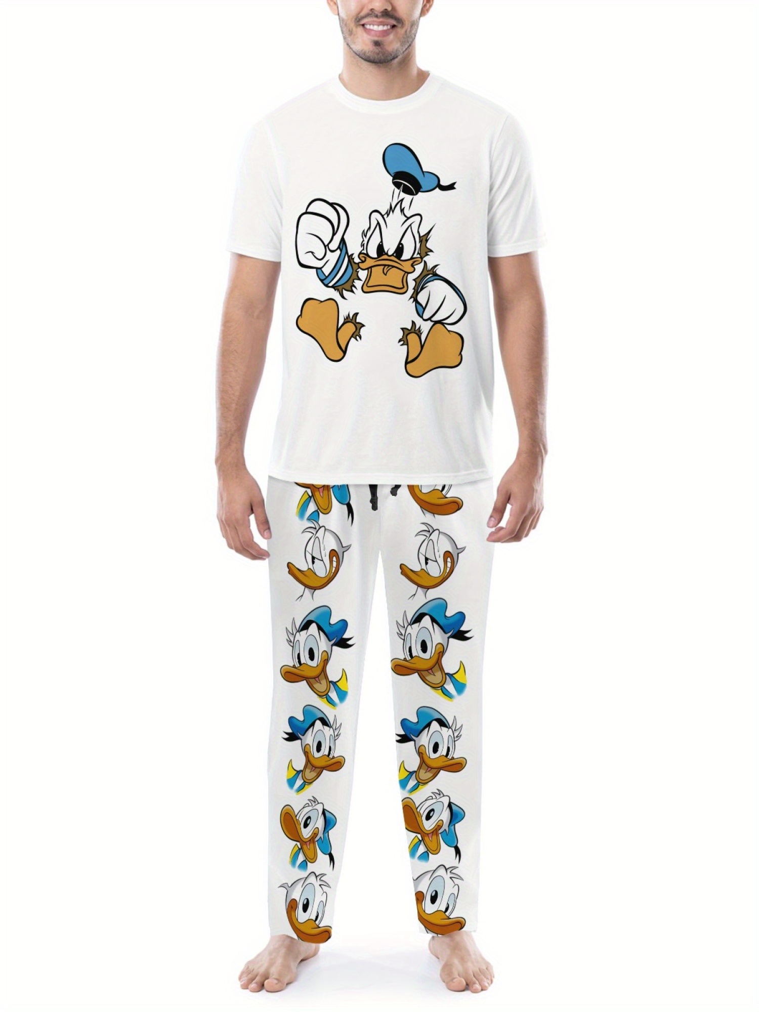 Novastar Herren-Pyjamahose Mit Taschen, Cartoon-Motiv, Coole Ente