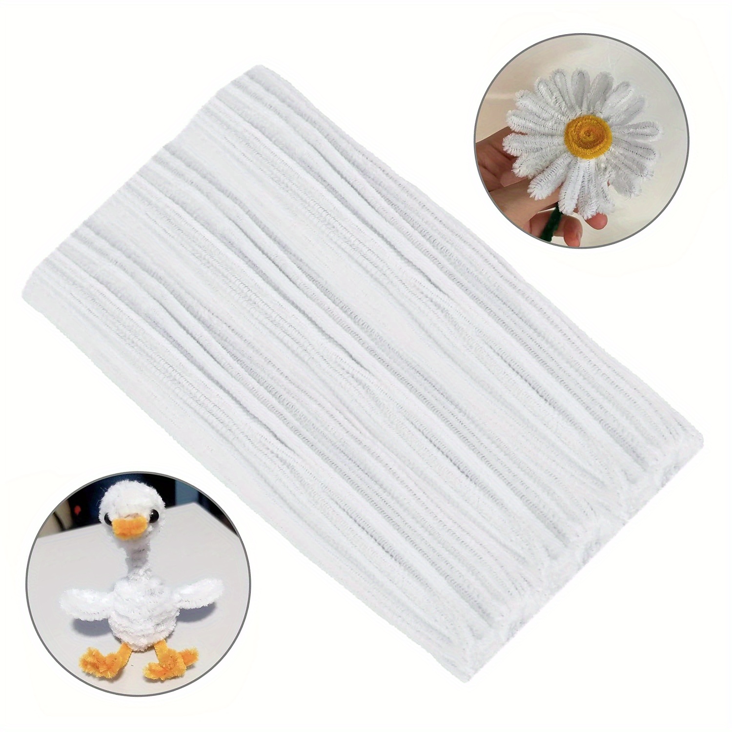 Image of 300/500pcs Chenille Stems For Crafts, White Polyester Fiber Pipe Cleaners, 6mm X 12 Inch, For Diy Art Projects And Christmas Decorations