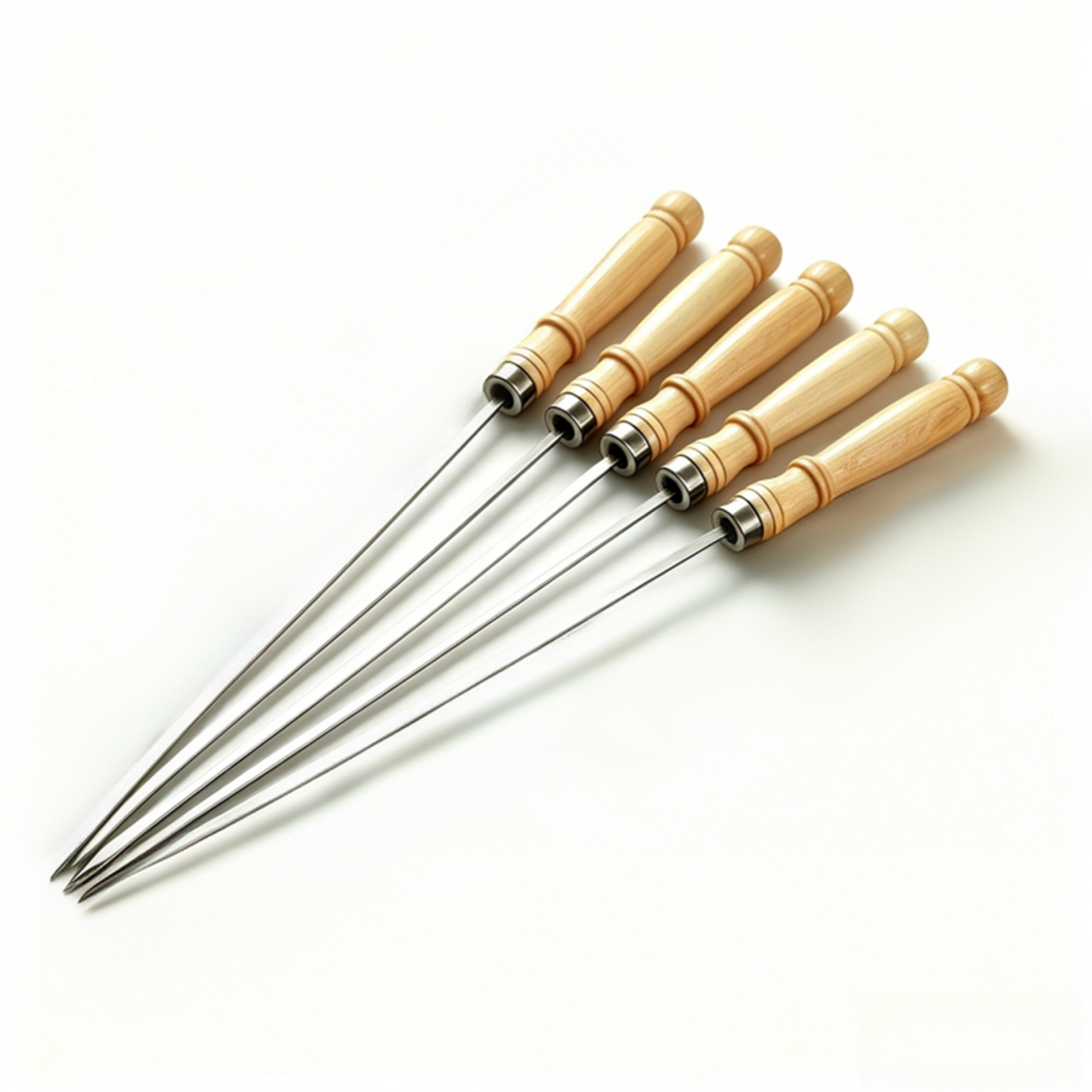 TEMU Wooden Handle Barbecue Skewers Stainless Steel Barbecue Kebabskewers. Household Bamboo Skewers For Outdoor Picnic, Chicken Skewers, Sausage