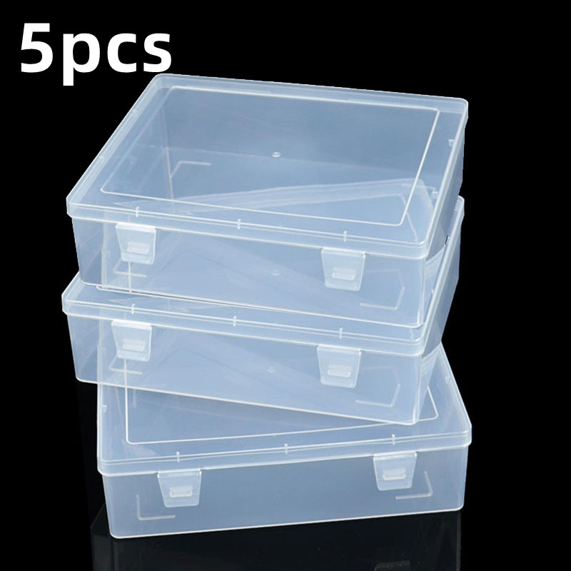 TEMU 5pcs Square Transparent Storage Box Set, Large Capacity Storage Box, Household Parts Bead Packaging Box, Sorting And Organizing Transparent