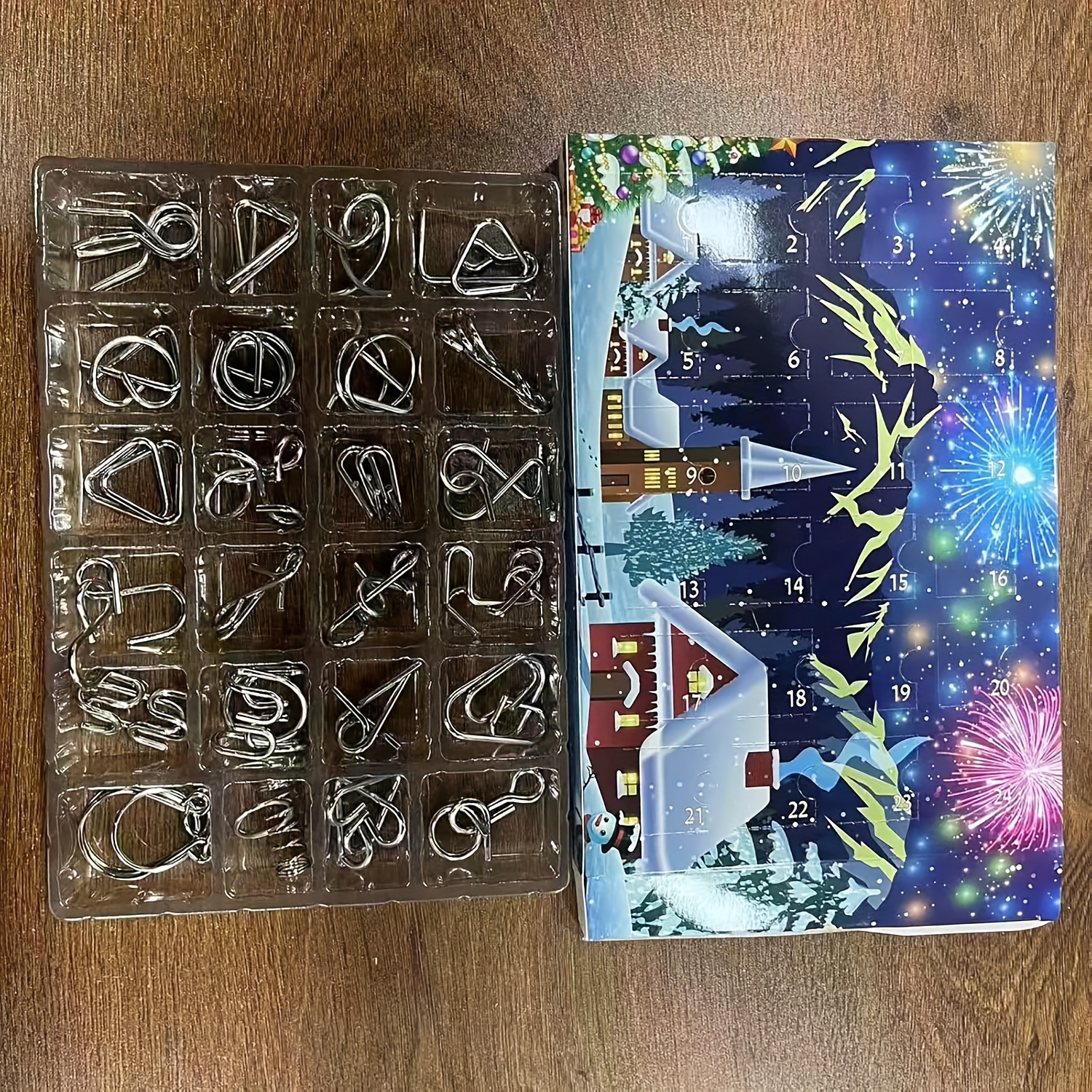 TEMU Calendrier de l'Avent de Noël 24 jours avec de verrou Luban - Calendrier de l'Avent en métal avec 24 de puzzle