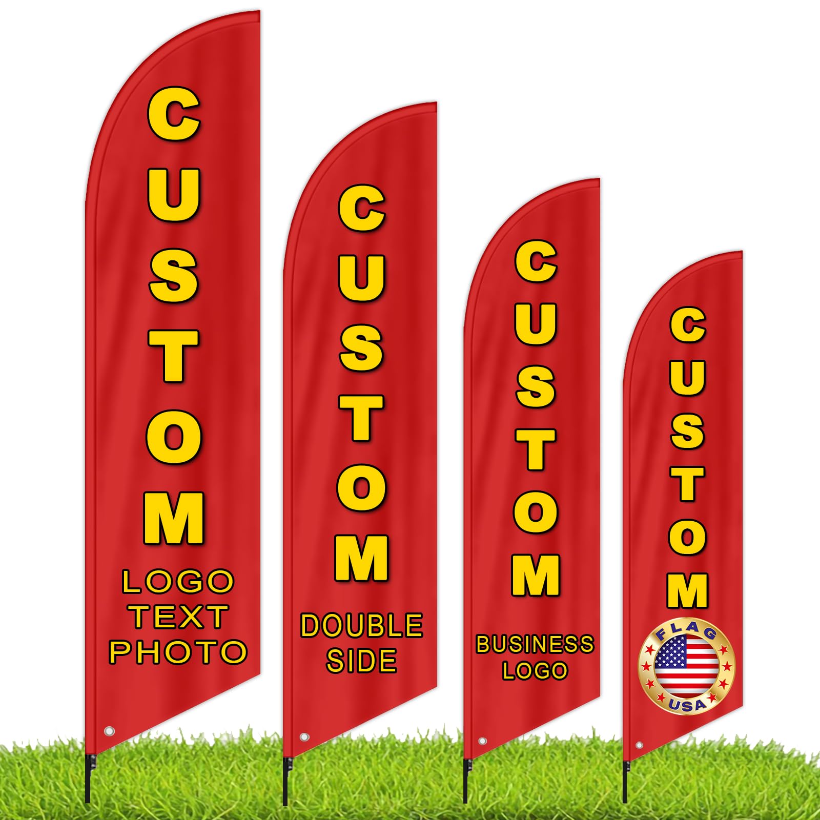 TEMU 1pc, Custom For Business - Personalized Advertising Feather Flag Banner With Any Business Logo Text Photo For Outdoor Corporate Events, 2x8.2ft,