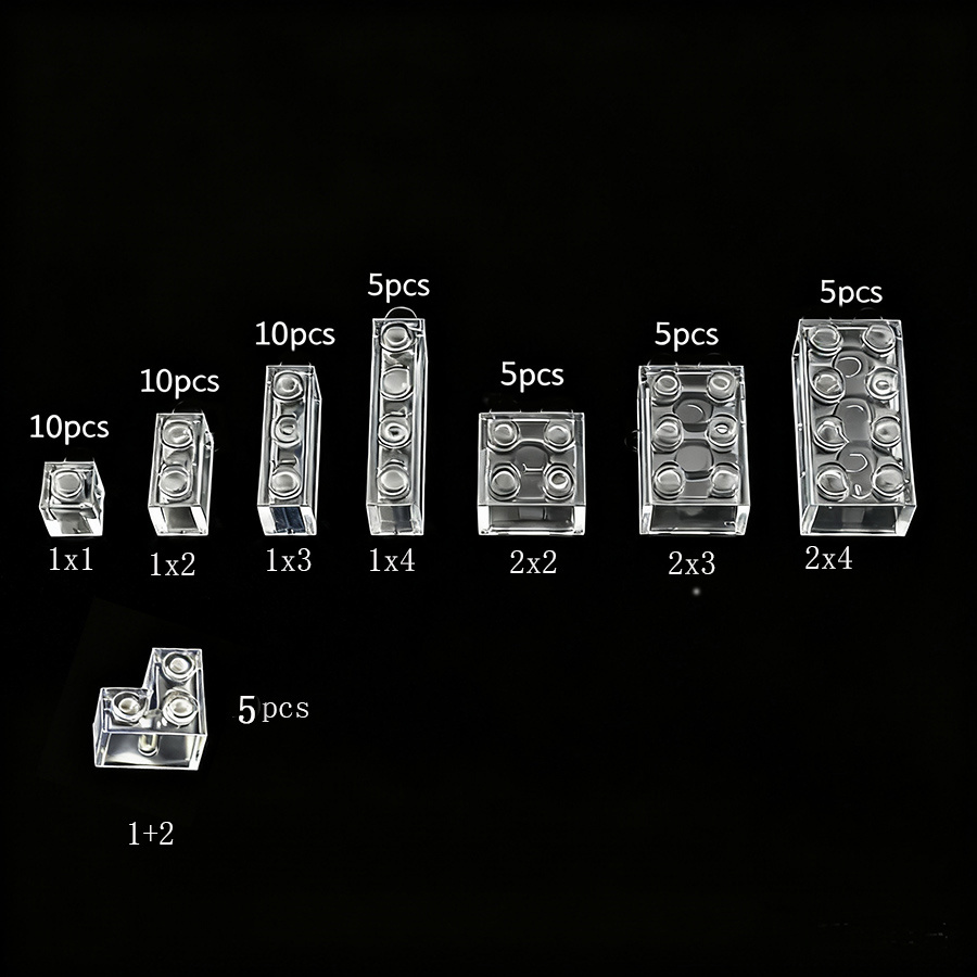Image of 55pcs Transparent/ Blocks - Thick Self-locking Bricks Compatible With Blocks, Bulk Parts For Model Building, Toys For & (6+ Years), Number Of Blocks For