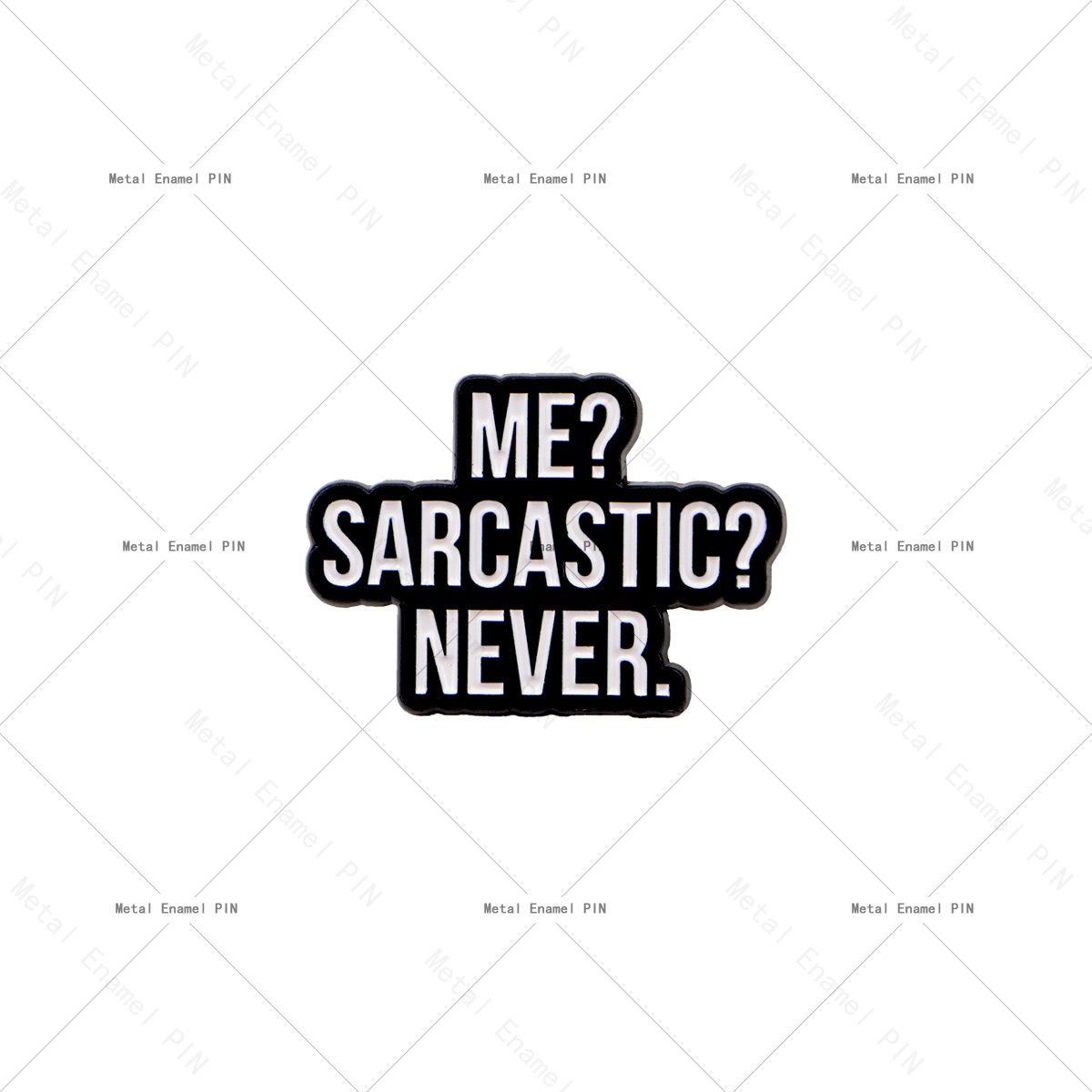 TEMU Pin de esmalte con sarcástica "Yo? ? Nunca." 2D , 1 pieza, broche de solapa con texto y negro, de metal con de humor, pin de decoración para