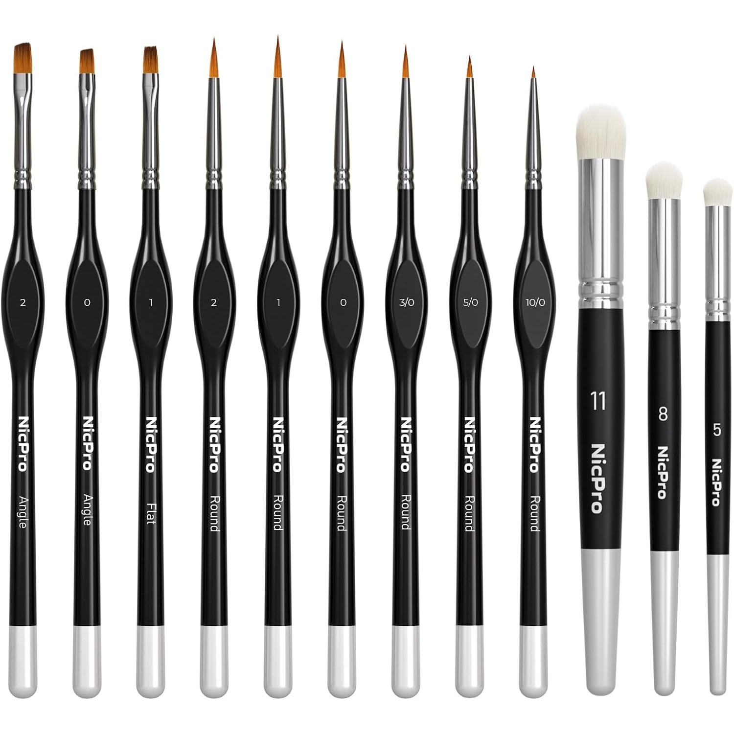 Image of 12pcs Miniature Paint Brushes & Dry Brush, Model Paint Brush Set For Acrylic Watercolour Oil, Drybrush Kit For Miniature Painting, Model, Paint By Number, Craft