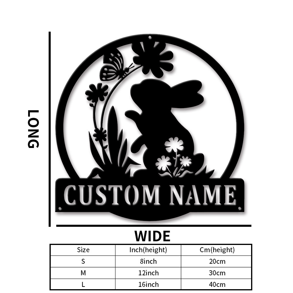 TEMU 1 Custom Bunny Metal Sign Personalized Rabbit Wall Art For Farmhouse Decor, Unique Garden Plaque, Easter Gift, Housewarming Home Decoration