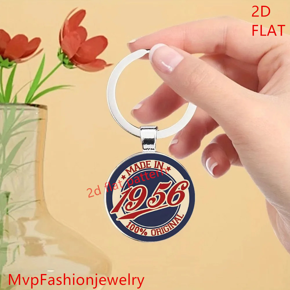 TEMU 1pc Vintage 1956 Medieval Style Navy With Red And White Border Metal Keychain | Alloy, High-definition Print, Ideal For Time Jewel Keychains,