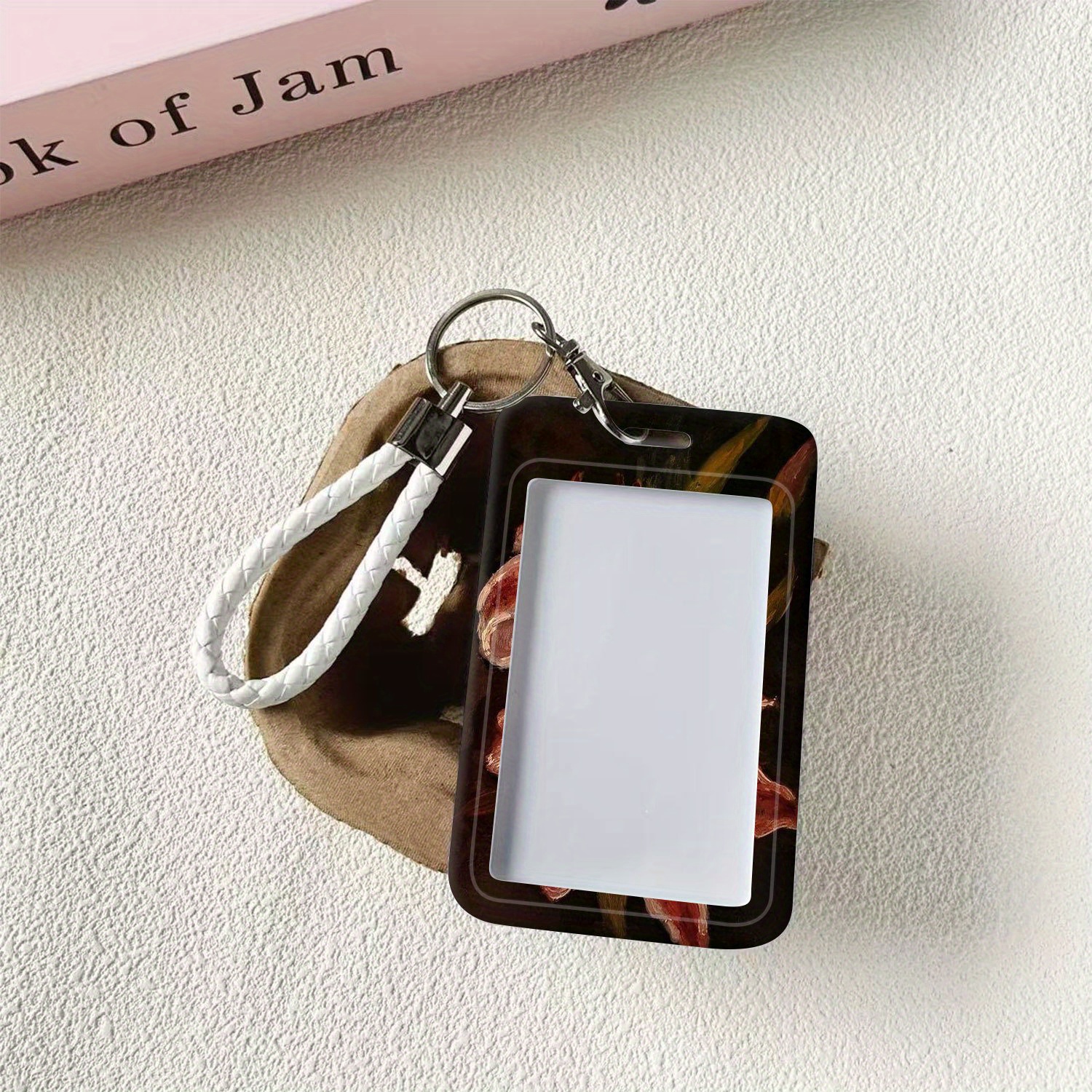 TEMU 2d Lily Glow White Plastic Id Badge Holder With Keychain, Suitable For Bus Passes, Work Badges, Meal Cards For Nurses, And Access Cards,