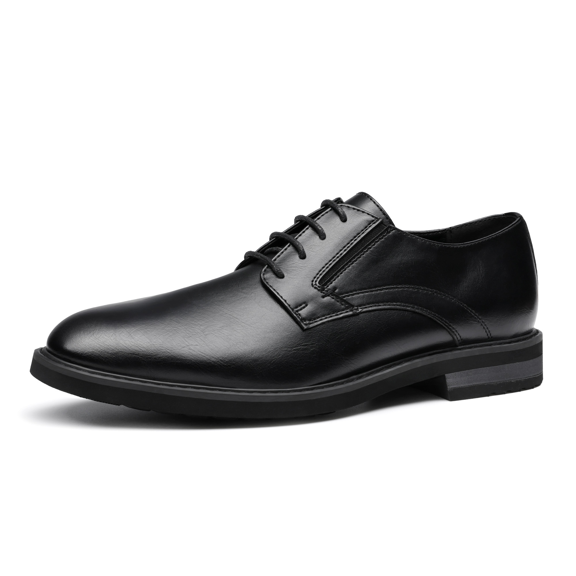 Image of Men's Lightweight Derby Dress Shoes - Low-top Lace- Casual Office Shoes With Cushioned Insole & Tpr Sole, Round Toe For - Wear, Suitable For Business, Meetings, And Everyday - Solid Color