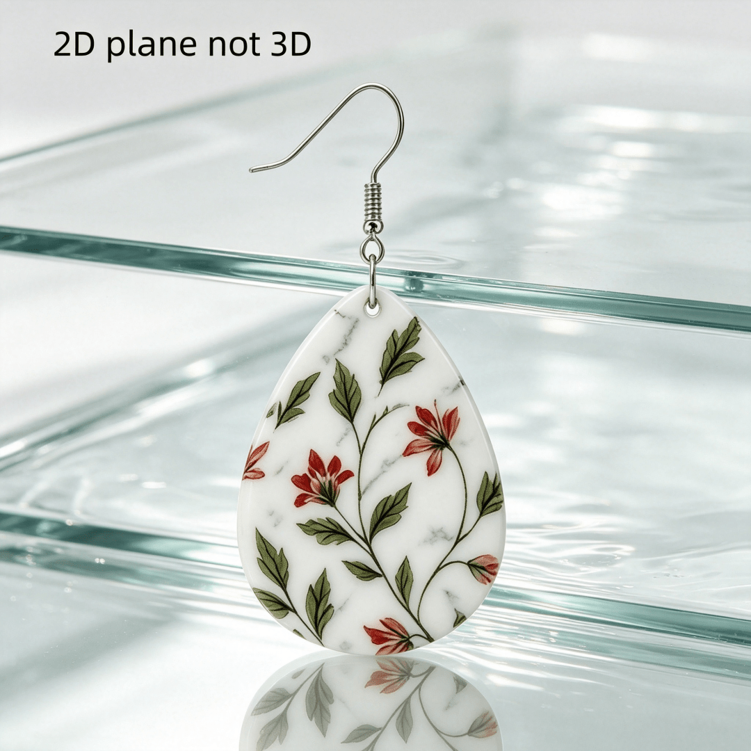 Vintage Floral Teardrop Dangle Earrings, Lightweight Acrylic