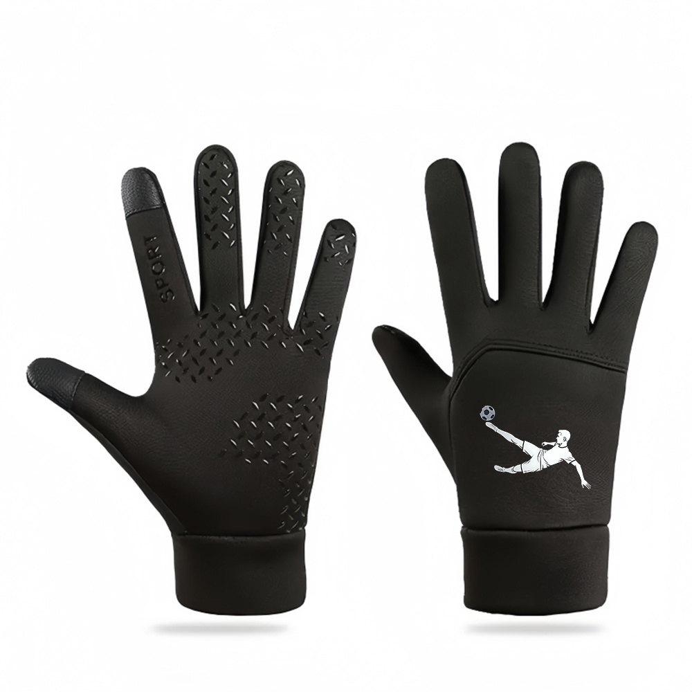 TEMU 1 paire de gants de football pour homme, gants d'extérieur chauds - Gants de ski d'automne et d'hiver, gants de cyclisme par temps froid,