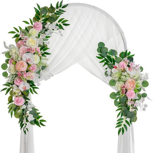 2pcs wedding arch flowers artificial flowers for decoration flower and chiffon table runner for wedding ceremony floral decor